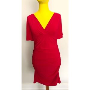 Red Bodycon Dress with Short Bell Sleeves